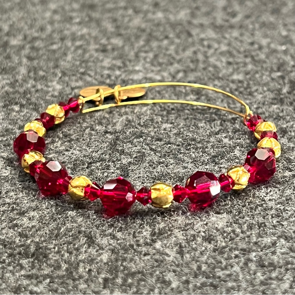 Alex and Ani Swarovski Crystal Red and Gold Bangle Bracelet